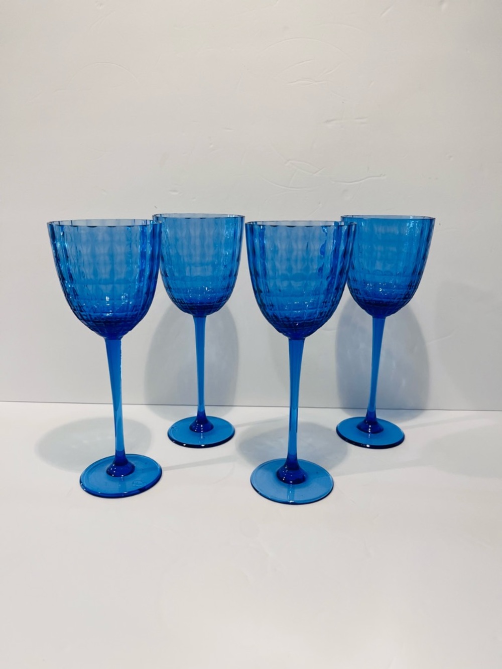 Vintage MCM Empoli Blue Crystal Glasses Set of 4